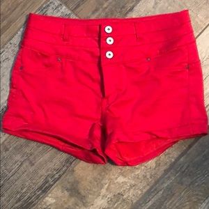 Read cuffed three button mid rise shorts